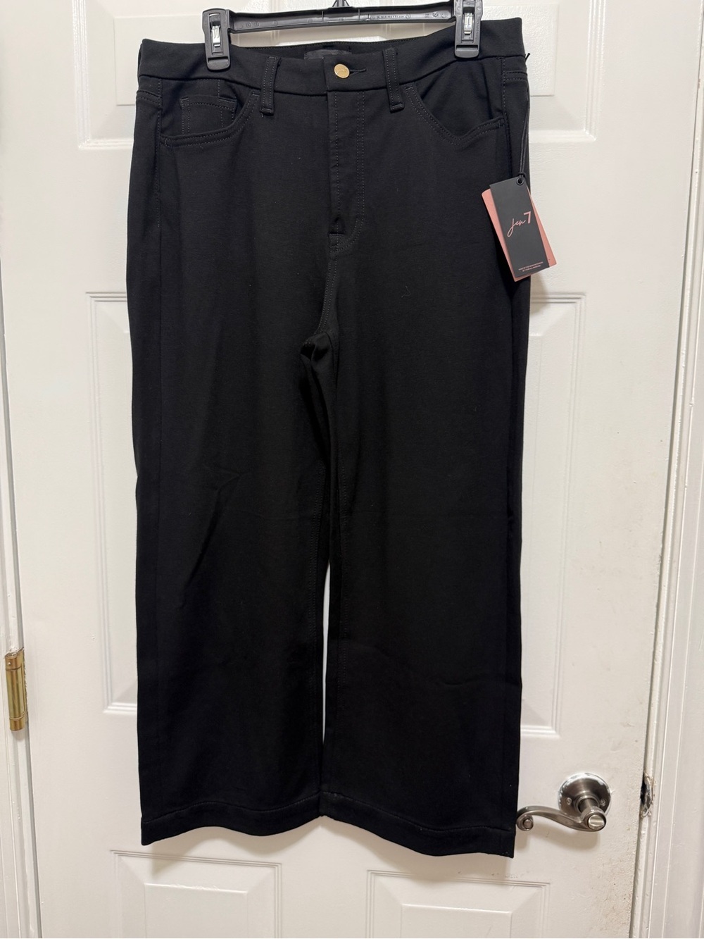 Black Cotton blend wide-leg jeans, Jen7 by 7 For All Mankind Wide Leg Pants with